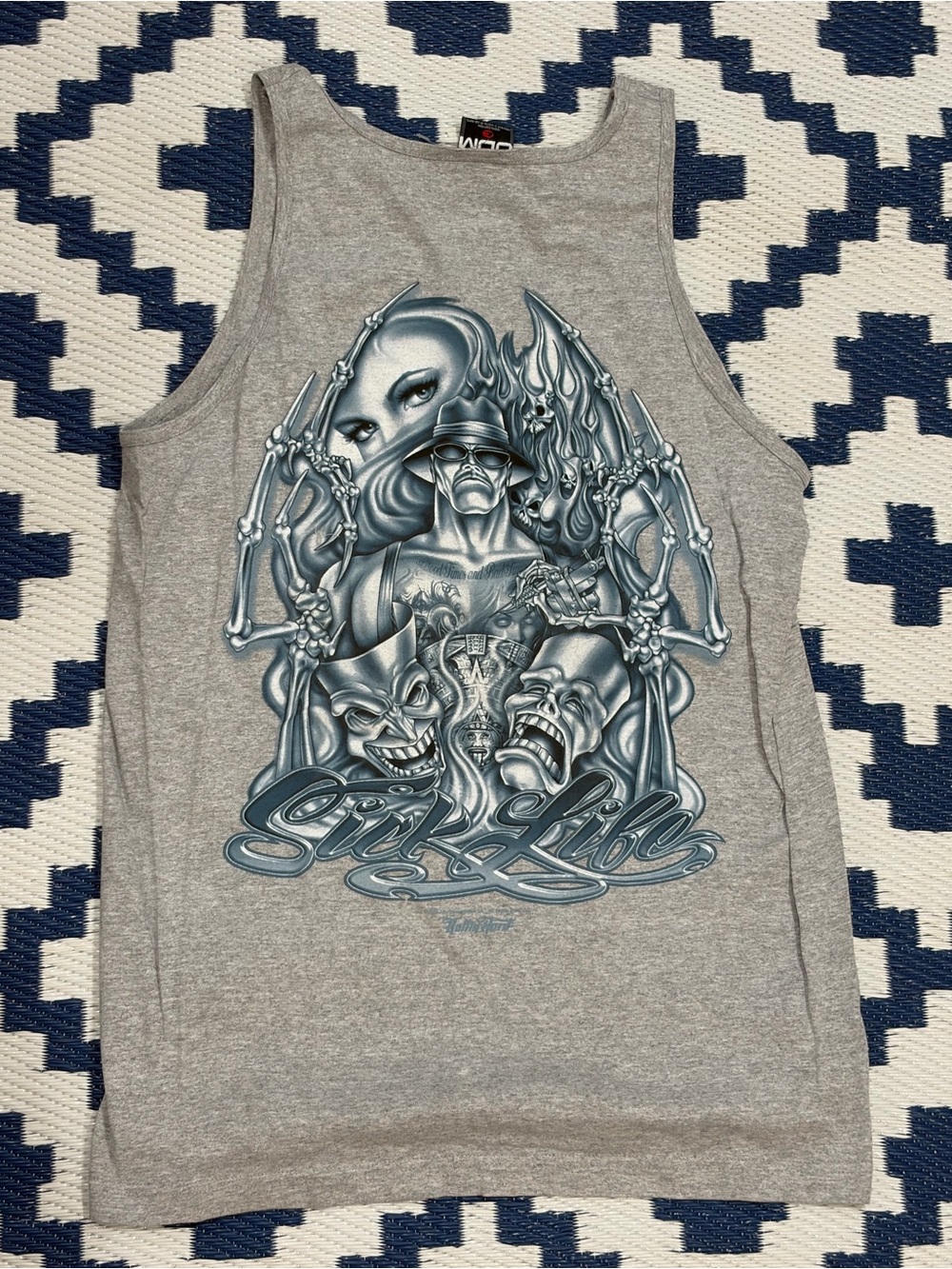 Rollin Hard “ Sick Life “ Tank Top Lowrider Chicano Mexican Art ODM Tag